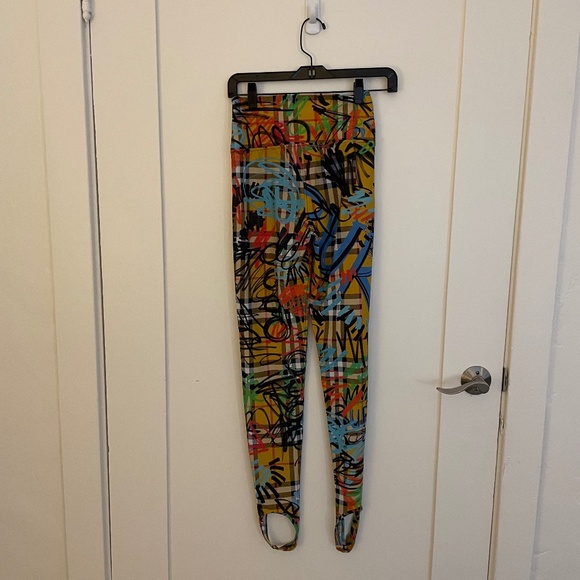 Burberry Graffiti Print Check Jersey Leggings - Picture 3 of 7